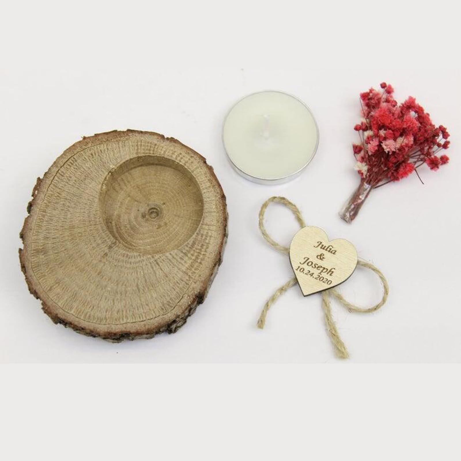 Bougie Personnalisée Mariage,Cadeau D'invités,Bois Supports Pour Bougies Chauffe-plat,Pour Mariage,Fiançailles, Future Mariée,Baptême, Baby Shower, Cadeau Fait à La Main (20pcs)