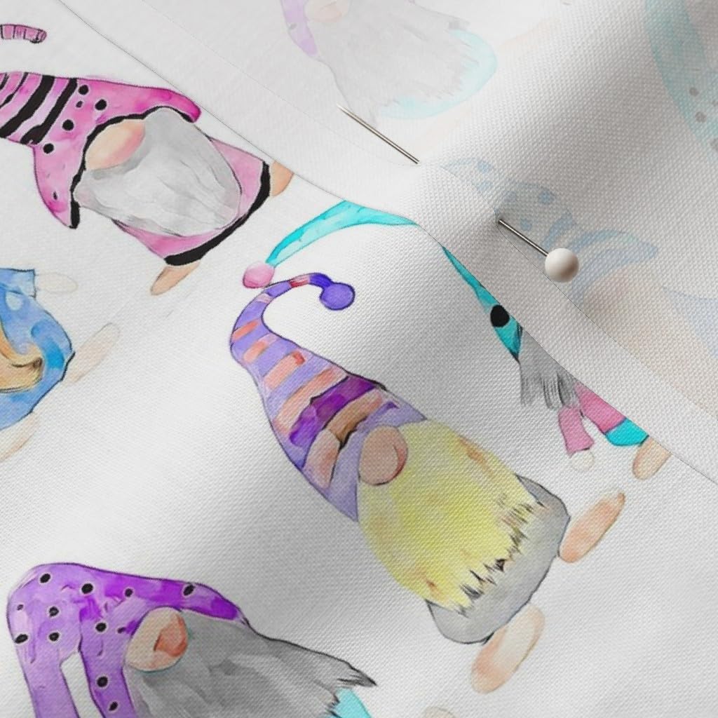 Spoonflower Fabric - Pastel Gnomes Gnome Watercolor Cute Hats Printed on Petal Signature Cotton Fabric by The Yard - Sewing Quilting Apparel Crafts Decor