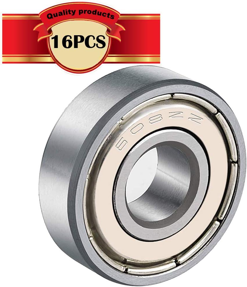 CESFONJER 16 Pcs 608ZZ Miniature Ball Bearing | Metal Steel Double Shielded Deep Groove Ball Bearing 8x 22 x 7mm for Electric Motor, 3D Printer, Model toy