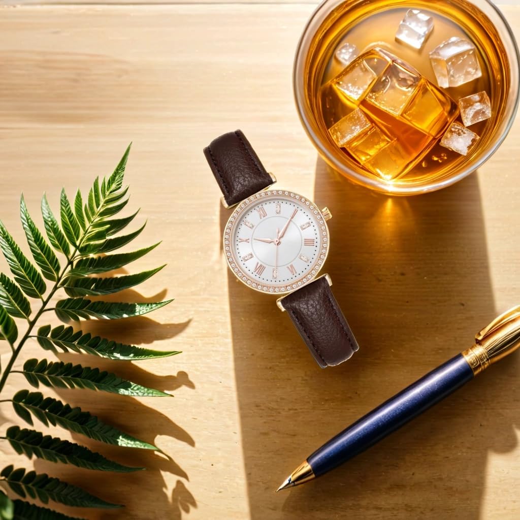 NUOVO Reloj de Cuarzo Analógico para Mujer - Elegante Con Correa de Cuero Negro o Blanco