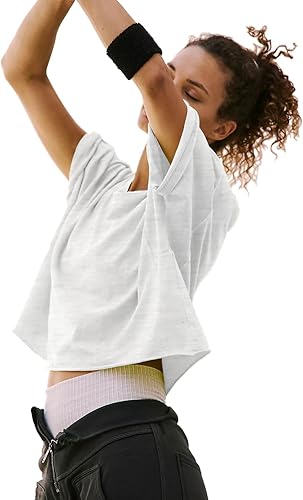 Miniatura 3 de Camisetas cortas de manga corta para mujer, de algodón, básicas, casuales, atléticas, para yoga, correr, para verano