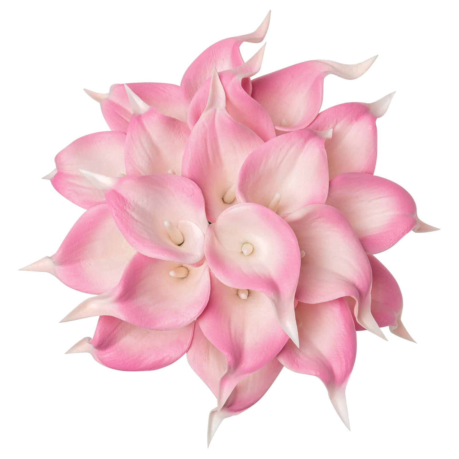 DuHouse20Pcs Artificial Calla Lily Flower Real Touch Latex Flowers for DIY Wedding Bouquet Party Home Decor (White Pink)
