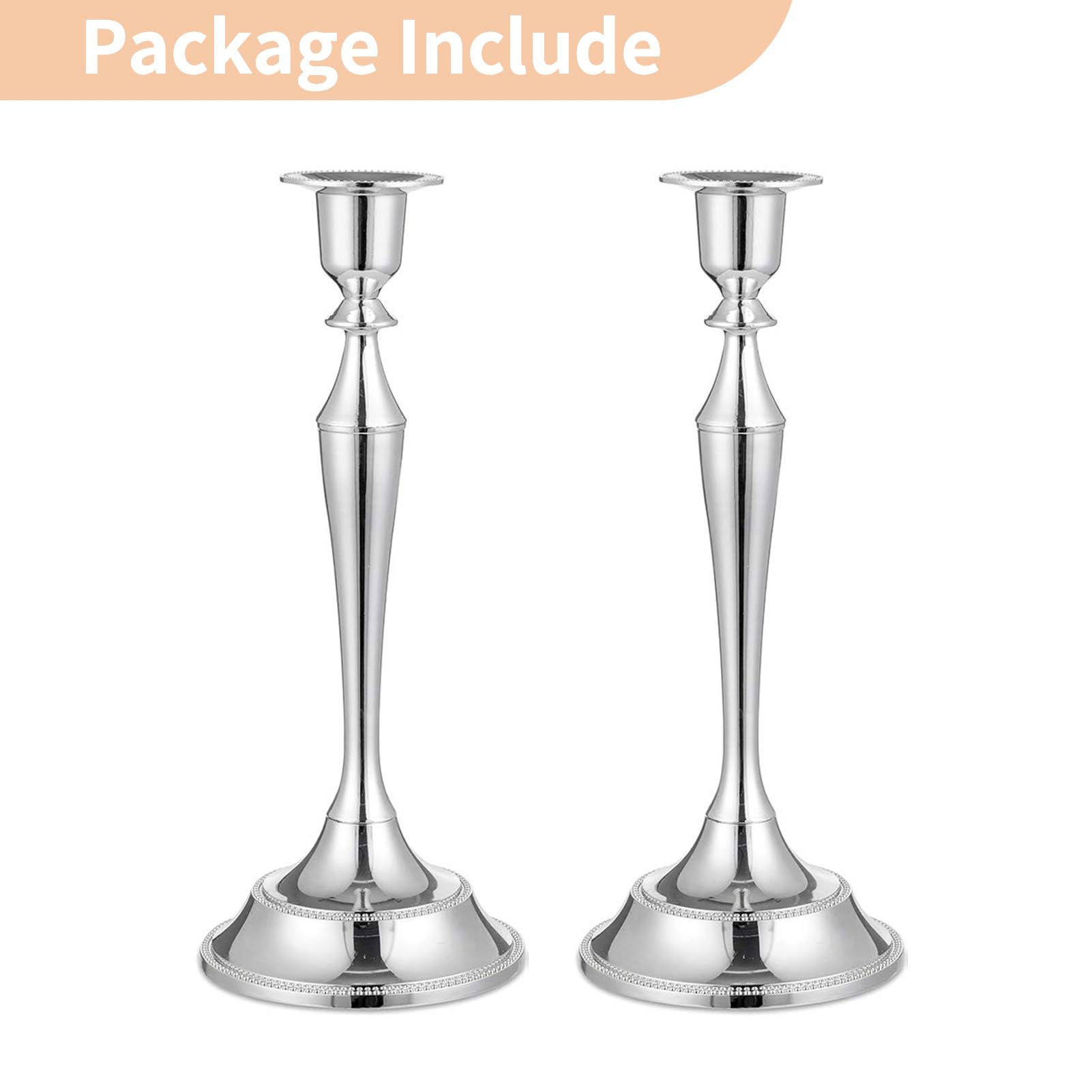 Nuptio Portacandele per Candele 2 Pezzi Argento Candela Bastoni Sta 24.5cm Alto Cono Portacandela per Matrimonio Festa di Compleanno Tavolo Centerpieces Camino Decorazione di Natale