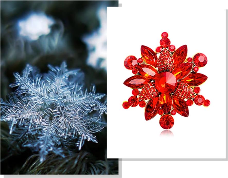 Image of Snowflake Brooch Pin for Women Girls Rhinestone CZ Winter Flower Lapel Pins Christmas Brooch Corsage Badge Pin Cloth Dress Accessories Jewelry for Christmas