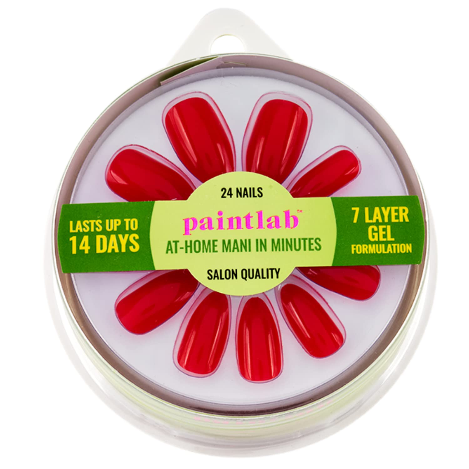 PaintLabPress On Nails, 24 Piece Fake Nails Kit Plus Nail Glue, Nail File, Prep Pad and Cuticle Stick, Gel Nail Kit for Women and Girls, Red Jelly