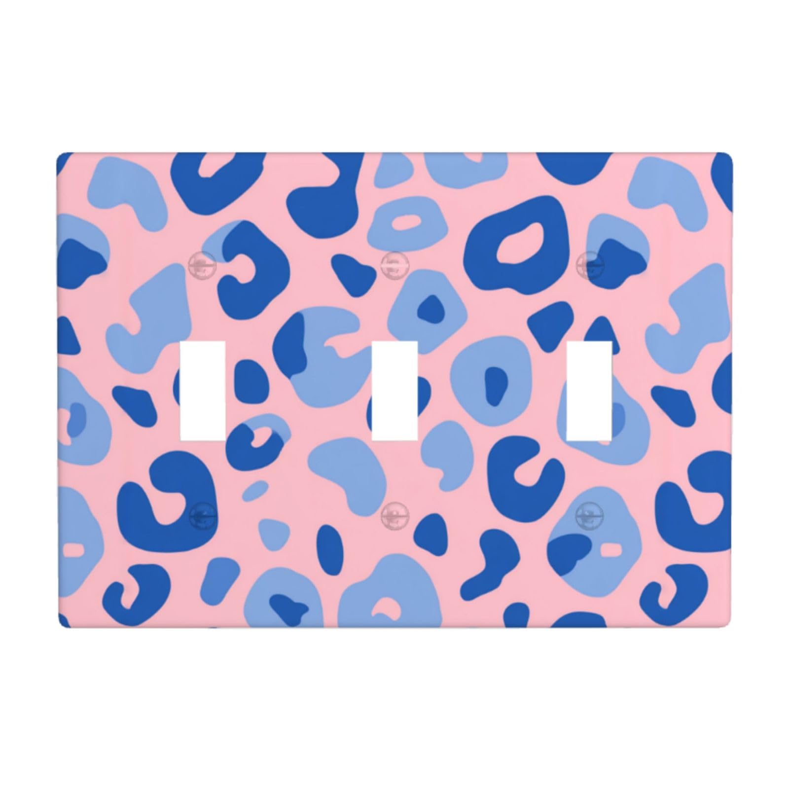 Blue Leopard Spots On Pink Pattern Light Switch Covers 3 Gang Triple Toggle Wall Plate Switchplate Electrical Faceplate for Bathroom Kitchen Bedroom Decor