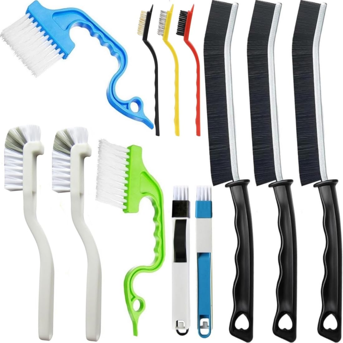 13PCS Crevice Cleaning Brush Set,Multifunctional Cleaning Brush Tools,Hard Bristle Crevice Cleaning Supplies Best Tool for Kitchen and Household (13)