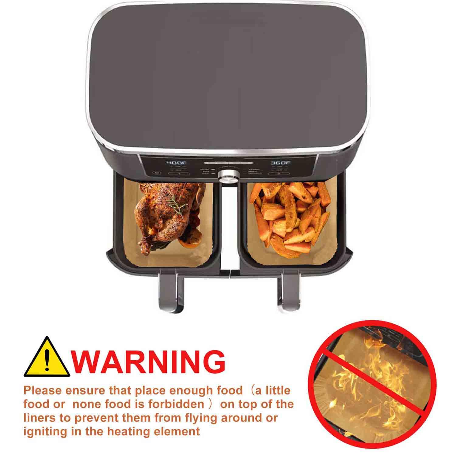 100 Carte Forno Per Friggitrice Ad Aria Ninja - USA E Getta, Antiaderenti - Foto 10