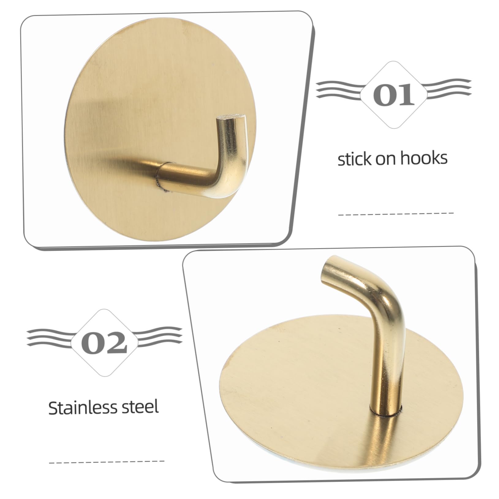NUOBESTY Gancho De Acero Inoxidable Gancho Adhesivo Resistente Toalla De Baño Ganchos De Pared De La Ducha Gancho Adhesivo Para Toallas Toallero Ganchos De Baño Golden 4 Piezas X 4