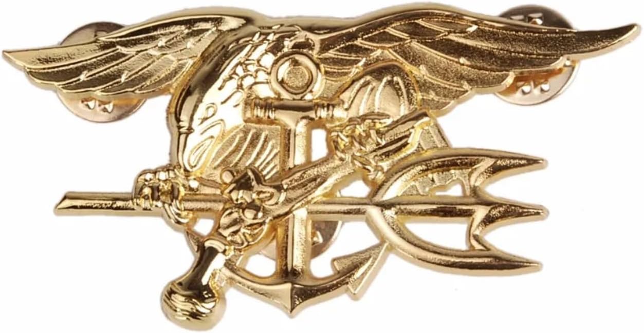 Reproduction US NAVY SEAL EAGLE ANCHOR TRIDENT METAL BADGE INSIGNIA GOLD PIN