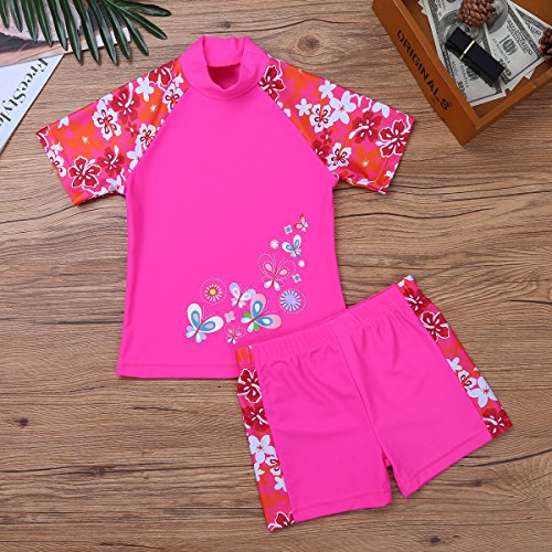 Image of iEFiEL Little Girls' Kids Summer Two Piece Boyshort Tops Tankini Kids Swimsuit Swimwear Set
