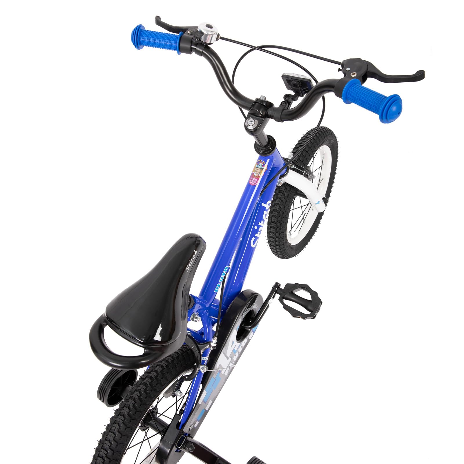 STITCH Kinderfahrrad 16 Zoll | Für 4-7 Jahre | Mit Stützrädern & Korb | Blau