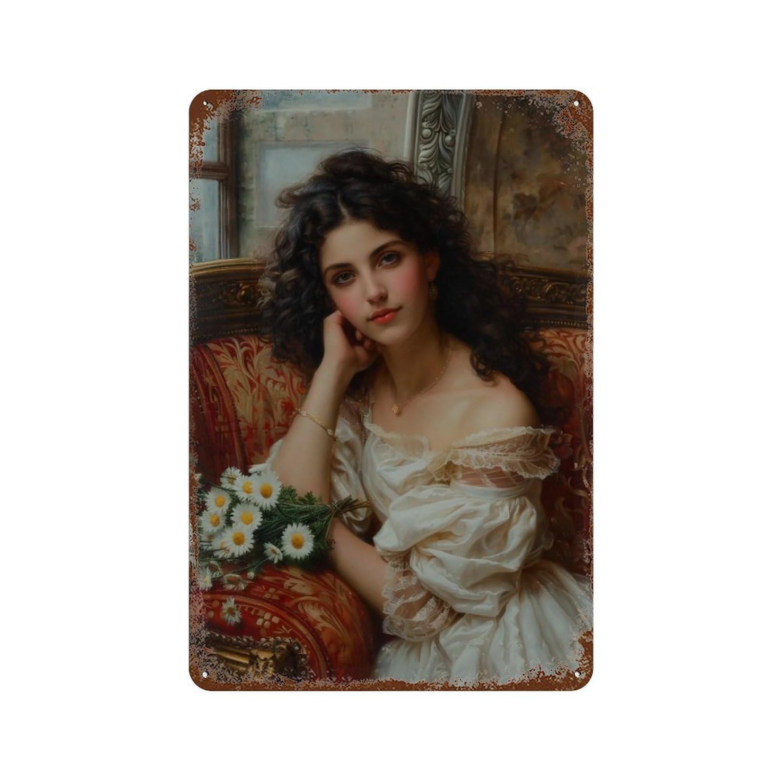 Hduryeyryy Multicolour Maiden With Daisies 04 Wall Retro Iron Vintage Art Metal Tin Sign Poster Modern Home Cofffee Club Art Bar Shop Decor 30X20cm
