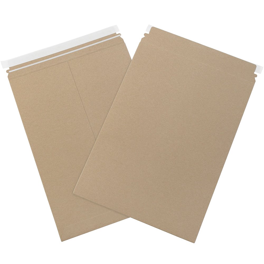 Aviditi 13 x 18" Stayflats Brand Rigid Flat Mailers, Kraft (Pack of 100) Photo Document Mailers, Peel & Seal Closure, Tear Strip Easy Opening.