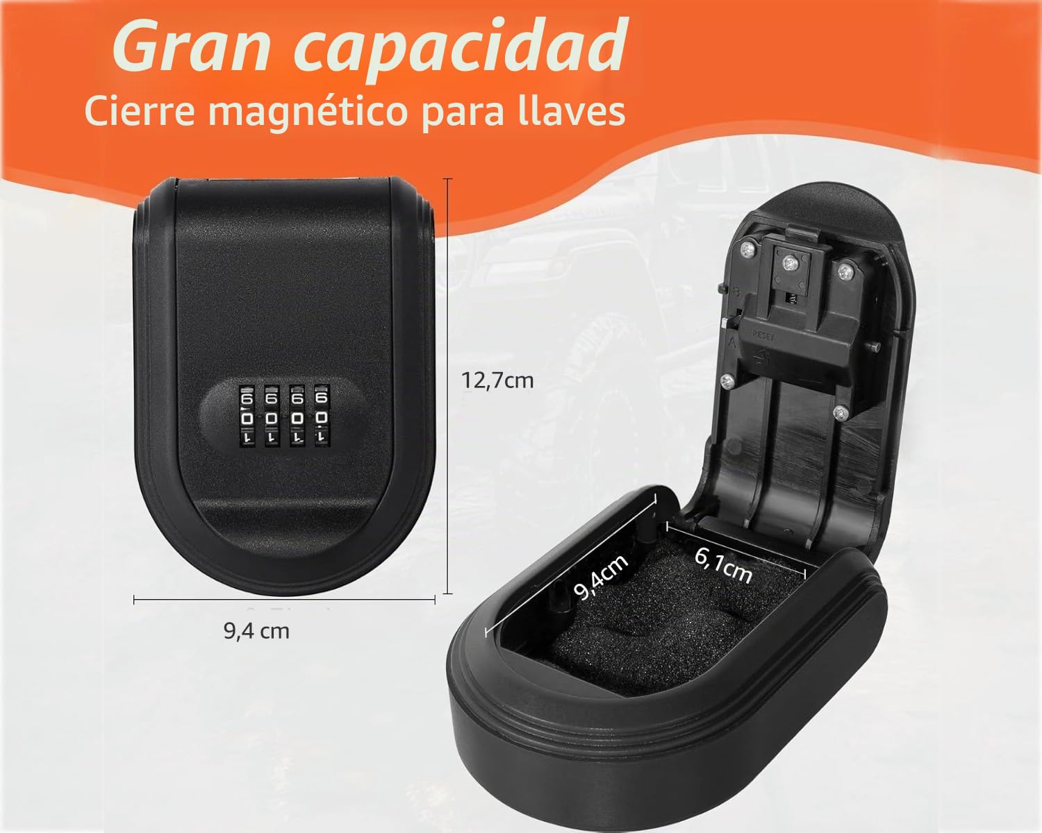 Caja de Seguridad para Llaves de Coche Magnéticas con Combinación de 4 Dígitos, Caja Fuerte para Llaves Resistente a la Intemperie y al óxido, Armarios de Llaves Montada en la Pared