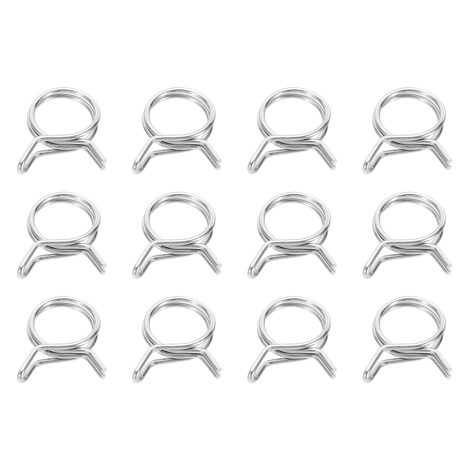 sourcing map Double Wire Fuel Line Hose Clips 25mm ID 25-29mm OD, 12Pcs Stainless Steel Tubing Spring Clips Clamps Assortment for Air Hose Tube Water Pipe Motorcycle Scooter ATV, Silver