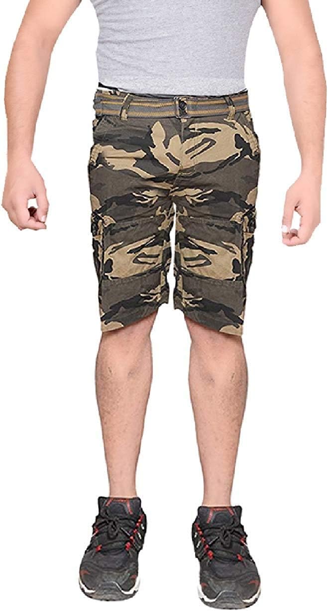 KrystlePrime Men's 6 Pocket Cotton Army Shorts