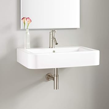Signature Hardware 424923 Burleson 26" Vitreous China Wall Mounted Bathroom Sink with Single Faucet Hole and Overflow