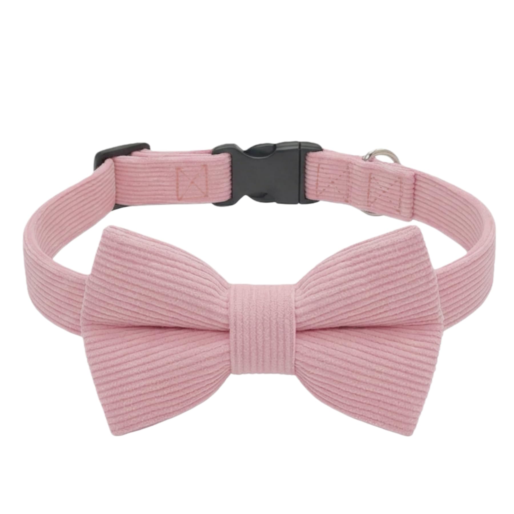 THAIN Dog Collar with Bow Tie Corduroy,Soft,Breathable&Adjustable Quick Release Plastic Buckle Dog Collars for Medium Dogs Pets (Pink, M)
