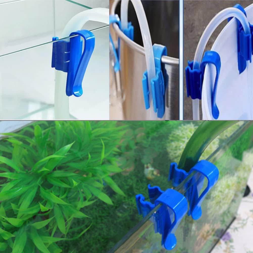 2Pcs Hose Holder Plastic Fish Water Pipe Clamp Adjustable Aquarium Filtration Bucket Mounting Clip, Fit fir 8mm to 16mm Hoses