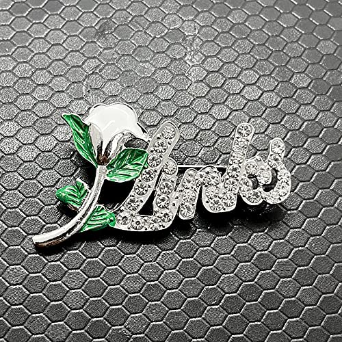 Image of Exquisite green rhinestone inlaid round LINKS letter metal brooch the links incorporated society jewelry pin