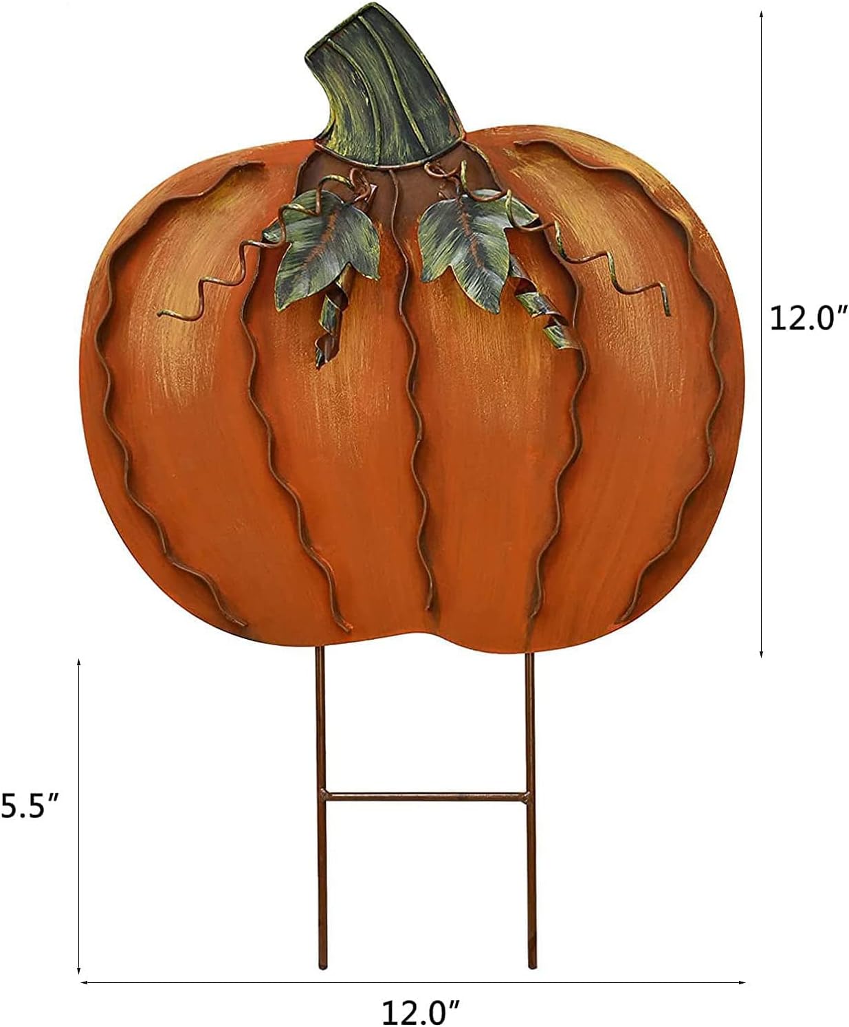Rustic Metal Pumpkin Garden Stakes Outdoor Decorations for Home Standing Metal Pumpkins Yard Stake for Fall Harvest Decor Thanksgiving Halloween Lawn Decoration-Set of 2
