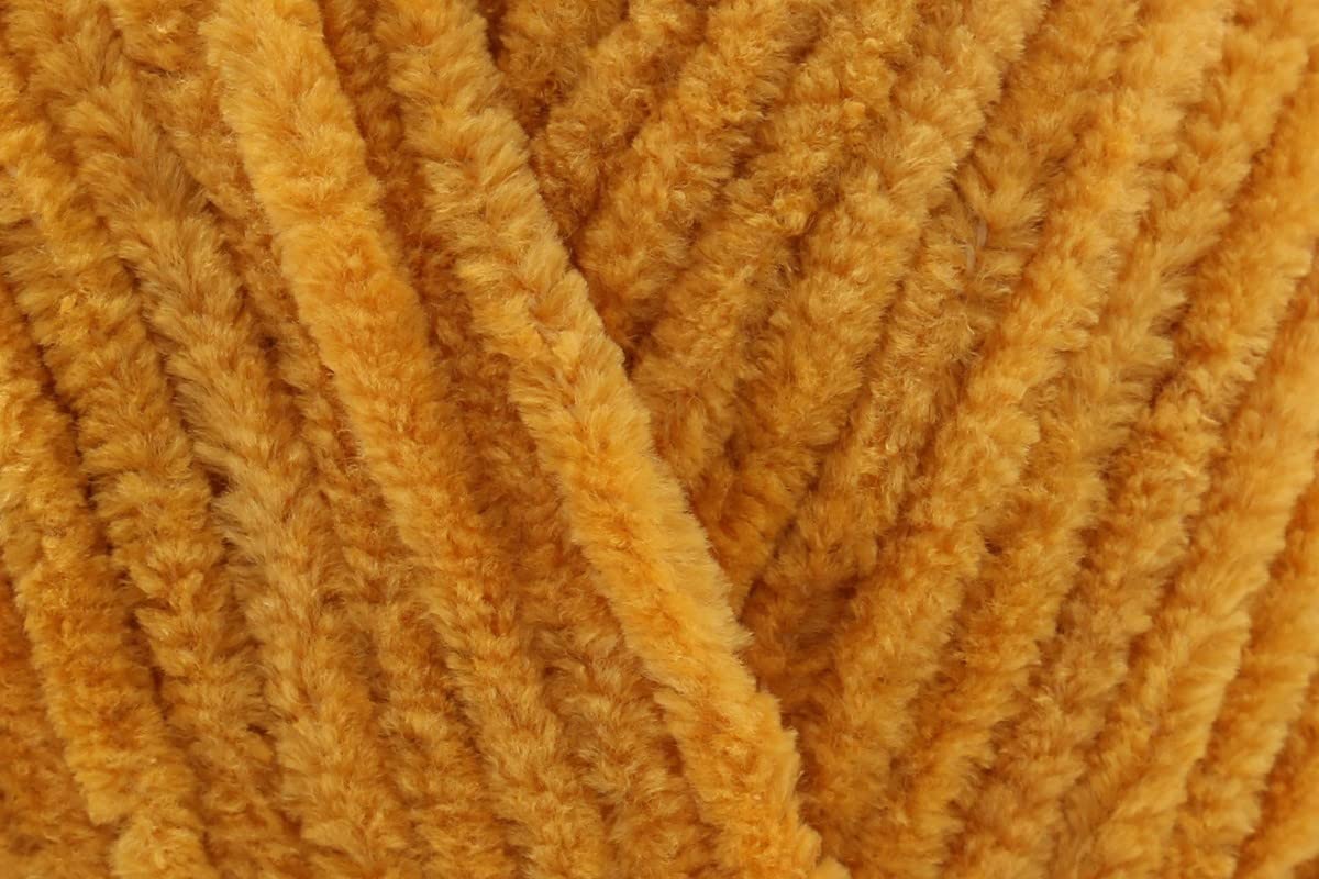 100g James C Brett Flutterby Chunky Yarn - 100% Polyester Chenille Texture Wool for Crochet Knitting Baby Garments - Gold (B51)