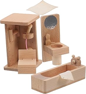 Toyvian 1 Conjunto De Casa De Bonecas De Madeira Playset Decoração De Madeira Miniaturas Kit Em Miniatura Casa De Boneca Modelo Fingir Brinquedos Bonecas De Madeira Móveis Para Casa