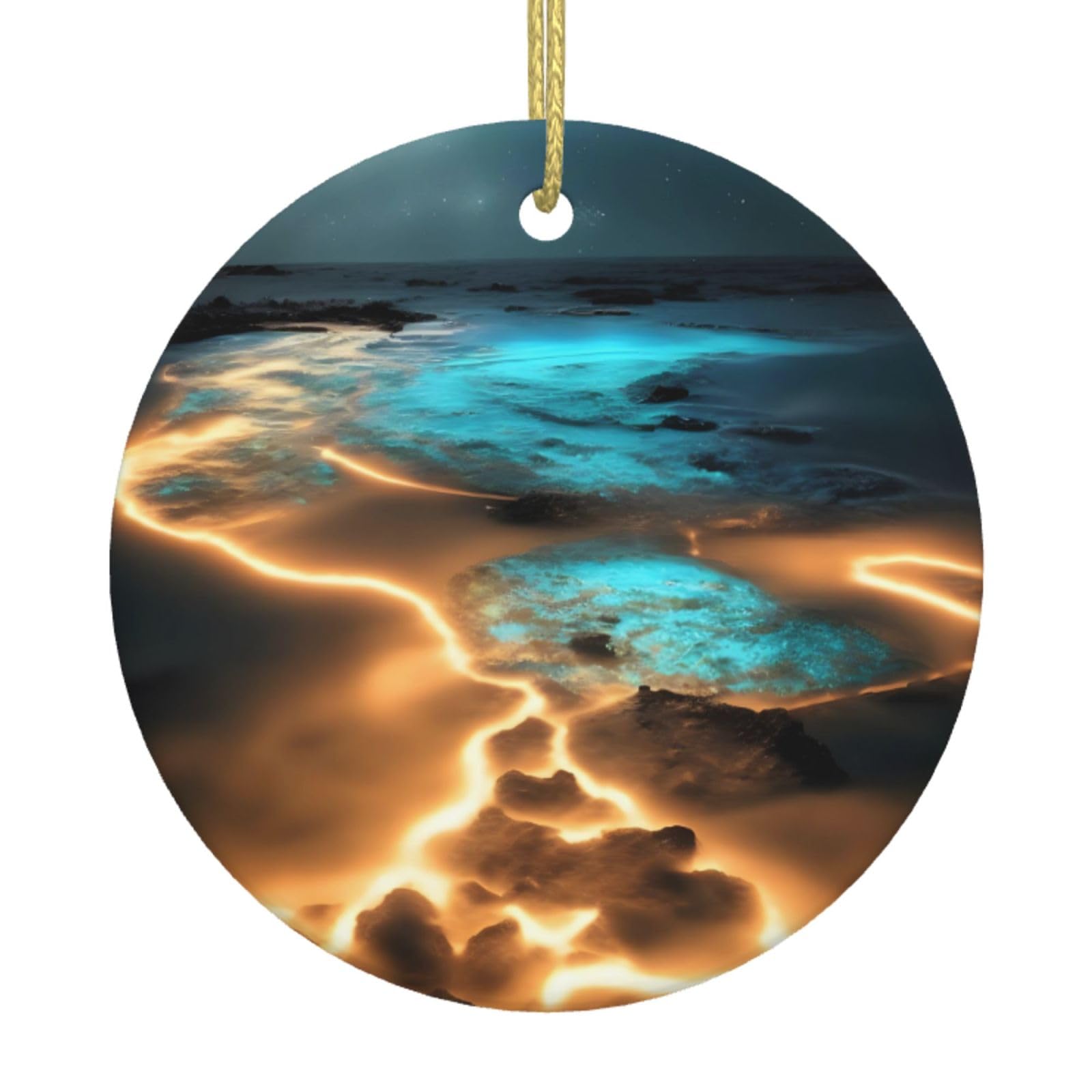 View Under The Moon Printed Christmas Tree Ceramic Ornaments Holiday Decoration Christmas Unique Pendant for Christmas Party