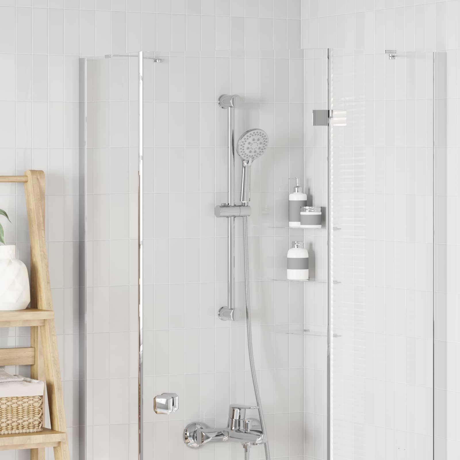 Soporte para alcachofa de ducha de acero inoxidable cromado 71 cm ajustable 360 grados giratorio con montaje en pared para brazo de ducha, ducha de lluvia y sistema de ducha en el baño