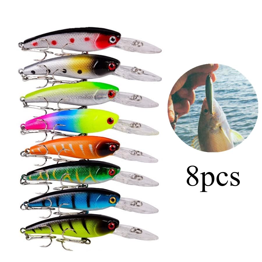 OriGlam 8pcs Fishing Lures Set - Minnow Swimbait Bass Trout Baits, Artificial Minnow Lures for Bass Trout, Salmon - Image 2