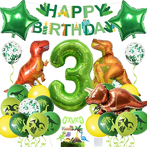 Dinosaure Anniversaire Deco,Décoration Dinosaure Garçon 3 Ans,Decoration Anniversaire Dinosaure 3 Ans,Ballon Dinosaure Enfant,Dinosaure Décorations 3. Anniversaire