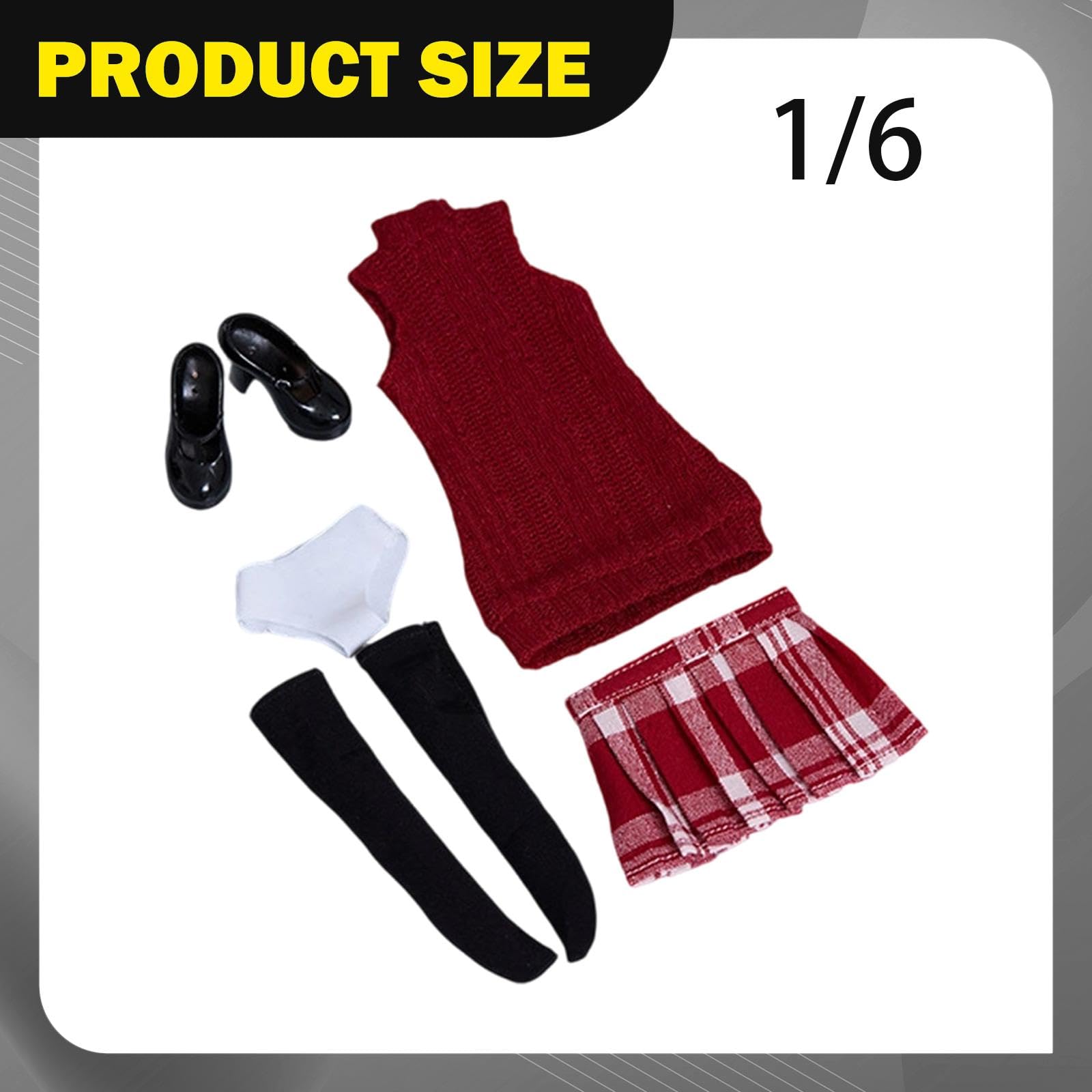 Ropa para Figuras Articuladas a Escala 1/6 (Femeninas), Ropa en Miniatura, Chaleco de Punto, Medias Fáciles de Poner, Ropa para Muñecas, Estilo a