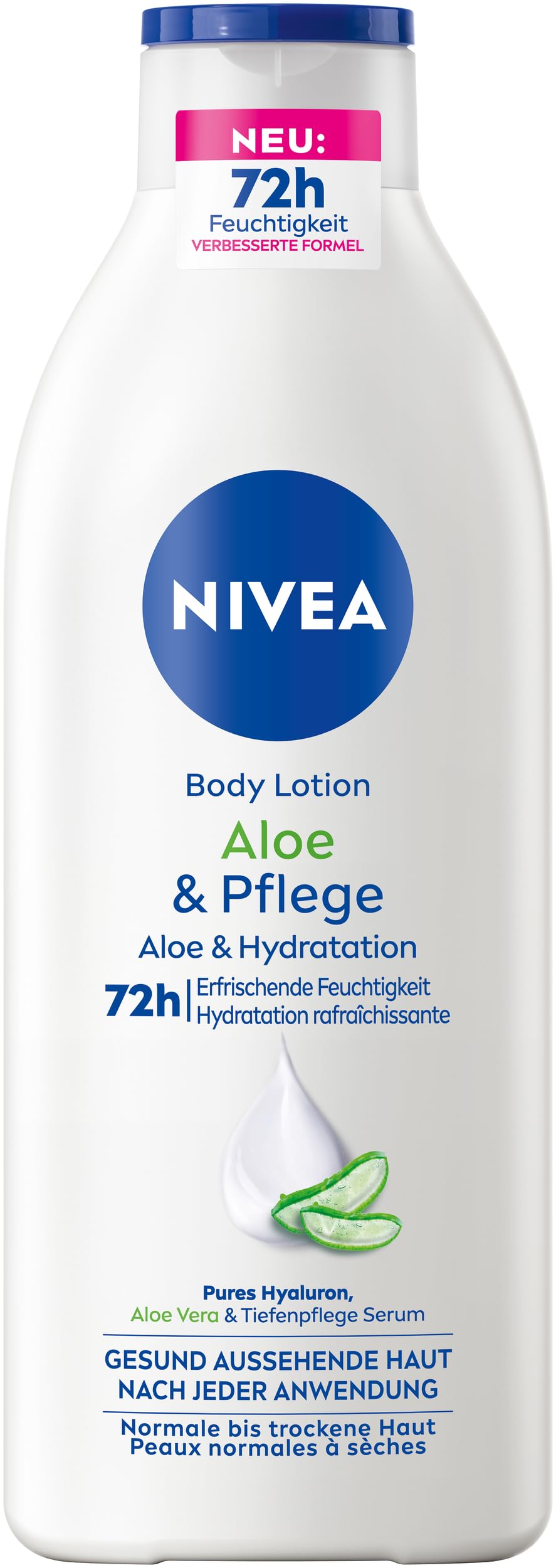 NIVEA Body Lotion Aloe & Care, Body Cream with Deep Care Serum for 72 Hours of Moisture, Body Lotion with Pure Hyaluronic and Aloe Vera of Natural Origin (400 ml)