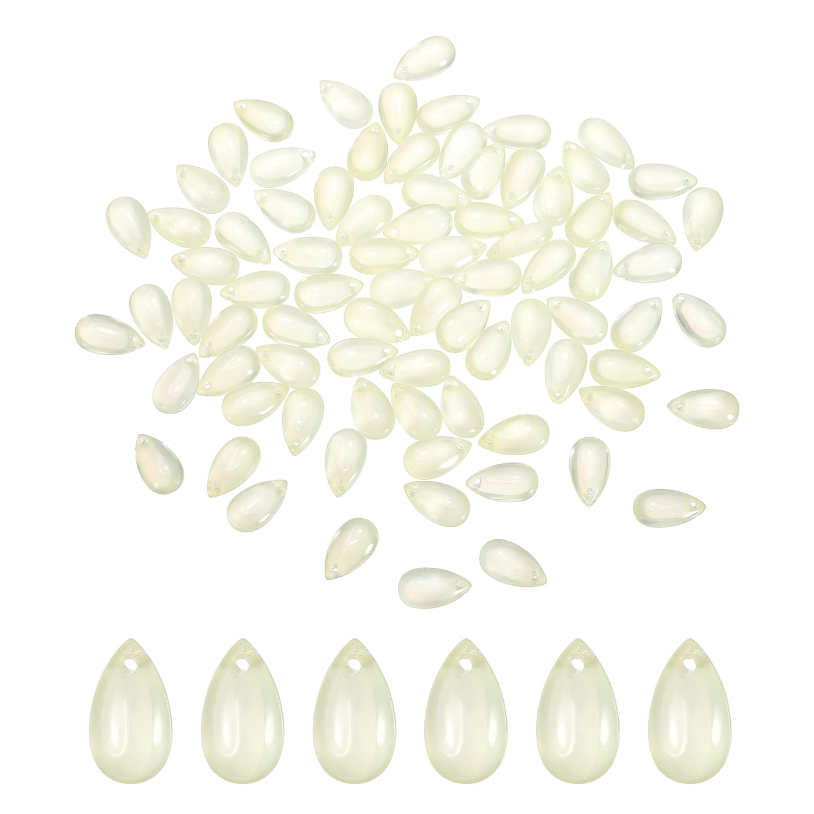 sourcing map 200 Pcs Teardrop Crystal Glass Beads, 8x14mm Teardrop Glass Charm Pendants Water Drop Beads Top Drilled for Jewelry Making DIY Craft Bracelets Necklace, Translucent Yellow โ image 1