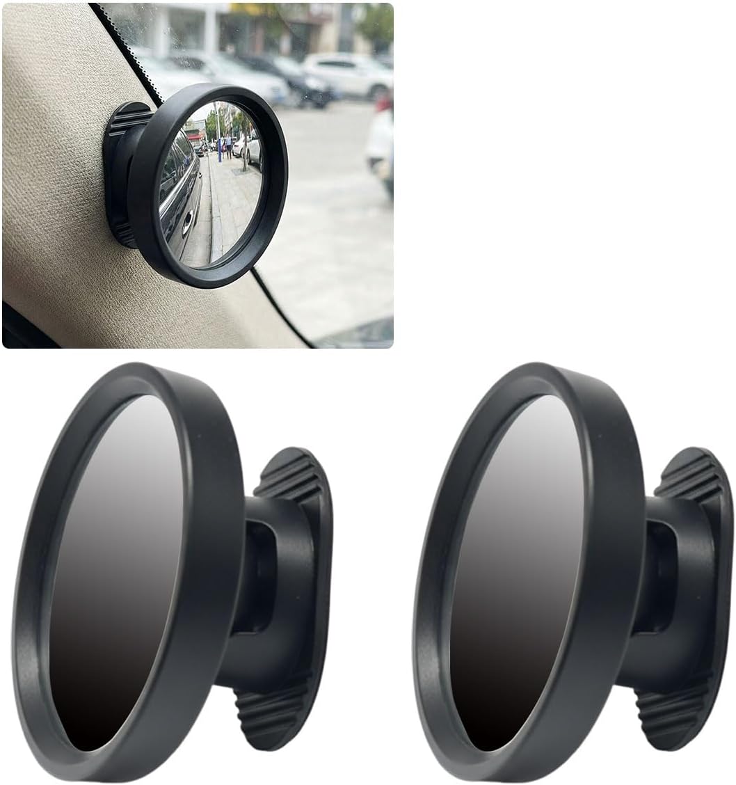 Craedli Adjustable Blind Spot Mirror for Car Rear Seat, Wide Angle Convex B-Pillar Mirror for Back Passenger Safely Get-Off, HD Glass Stick-on Auxiliary Mirror Car Side View Mirror for SUV Truck(2PCS)