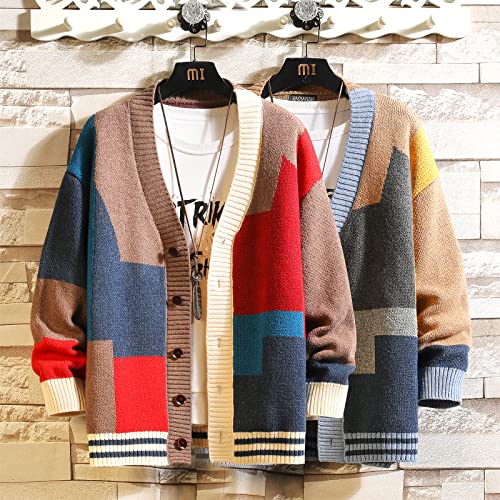 GURUNVANI Cardigan da Uomo Maglioni a Maglia a Maniche Lunghe con Bottoni