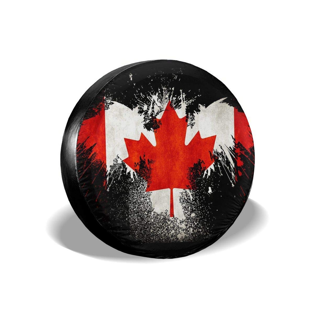 Kejbr Spare Wheel Covers Cool Canada Flag Design Polyester Universal Spare Wheel Storage Tyre Bag Fit for Jeep Trailer RV SUV and Various Vehicles Accessories(14,15,16,17 Inch)
