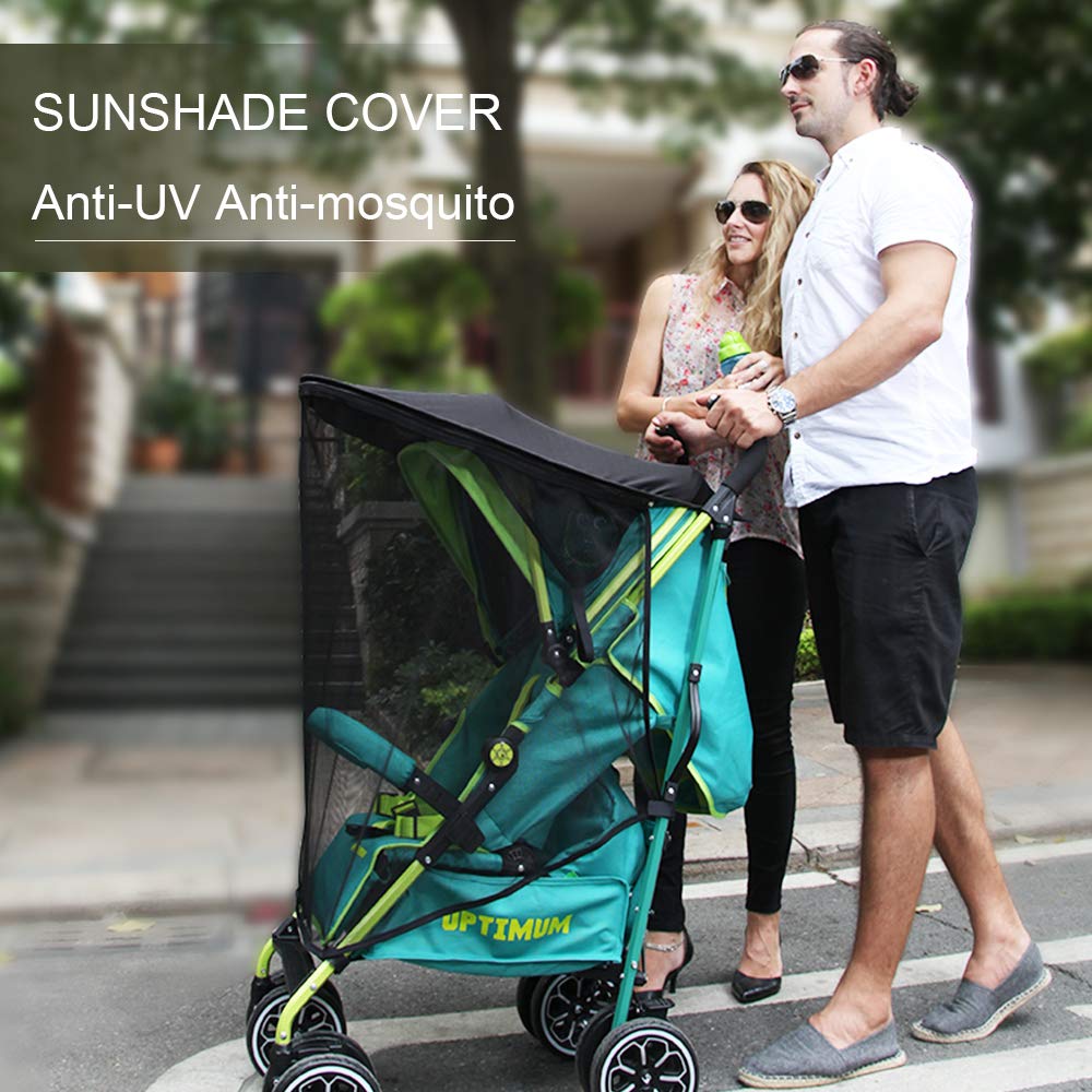 Pare-soleil pour poussette de bébé/poussette/landau/jogger anti-UV, pare-soleil universel pour enfants, jardin (Noir)
