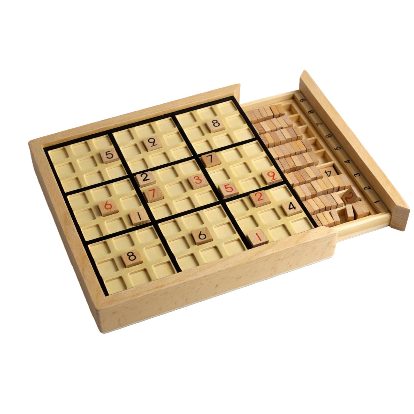 Wooden Sudoku Puzzle Board Game Set including Drawer