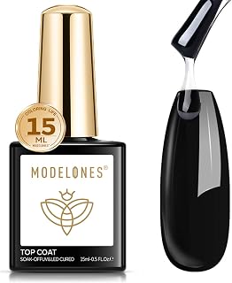Modelones Top Coat Semi Permanent 15ml No Wipe Top Coat Nail Polish Semi Permanent Gel UV/LED Ultra Bright Finish Long Duration