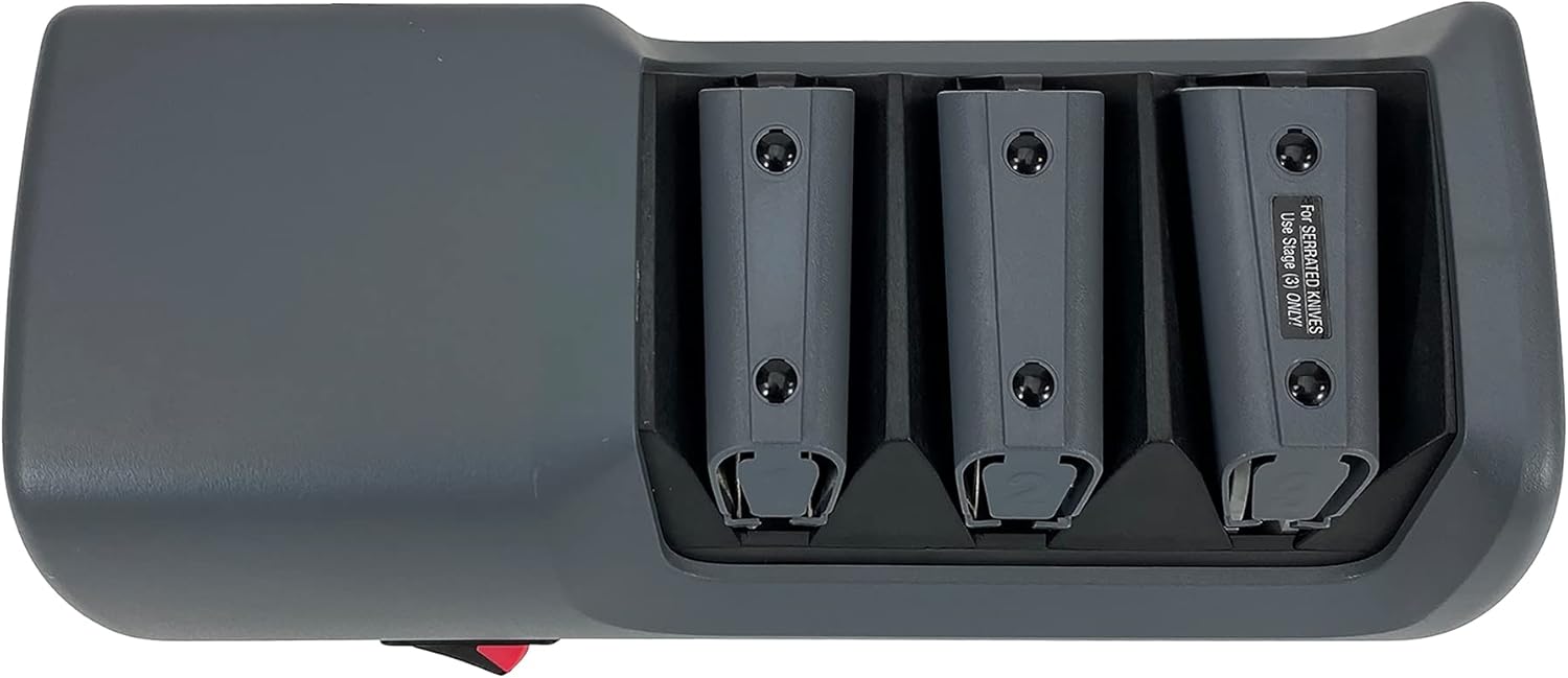 EdgeCraft E120 Electric Knife Sharpeners for 20-Degree Straight and Serrated Knives Diamond Abrasives Precision Angle Control, 3-Stage, Gray
