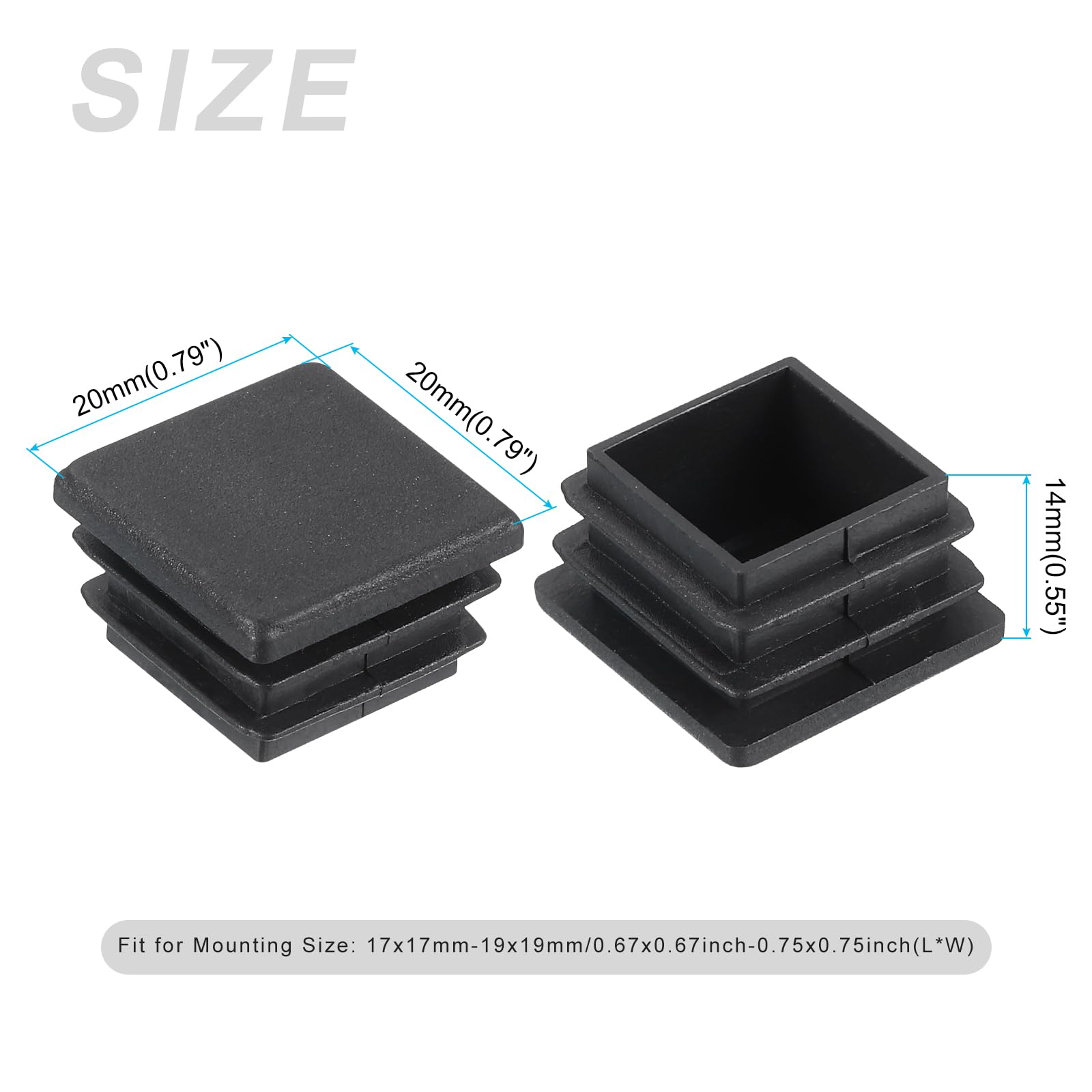 METALLIXITY Square Tube End Cap(20 x 20mm) 100Pcs - Image 2