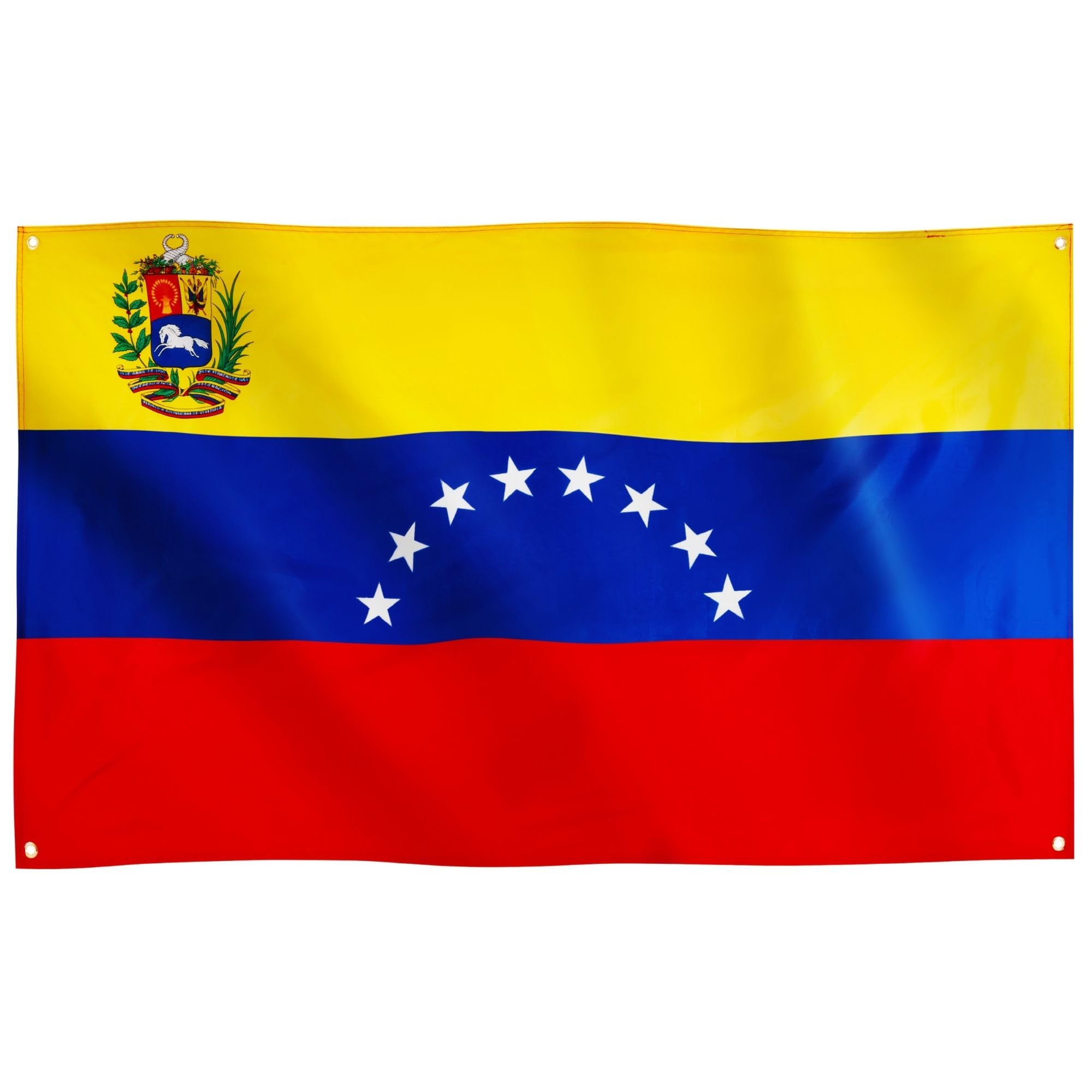 Runesol Venezuela New Flag, 91x152cm, 3ftx5ft, 8 Stars With Crest Flag, Venezuelan Flag