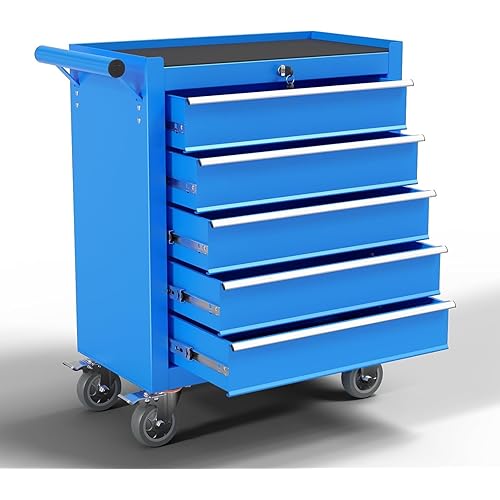 5-Drawer Metal Rolling Tool Chest with Wheels,Tool Storage Cabinet with Locking System，Toolbox with Wheels for Garage, Warehouse, Workshop, Repair Shop