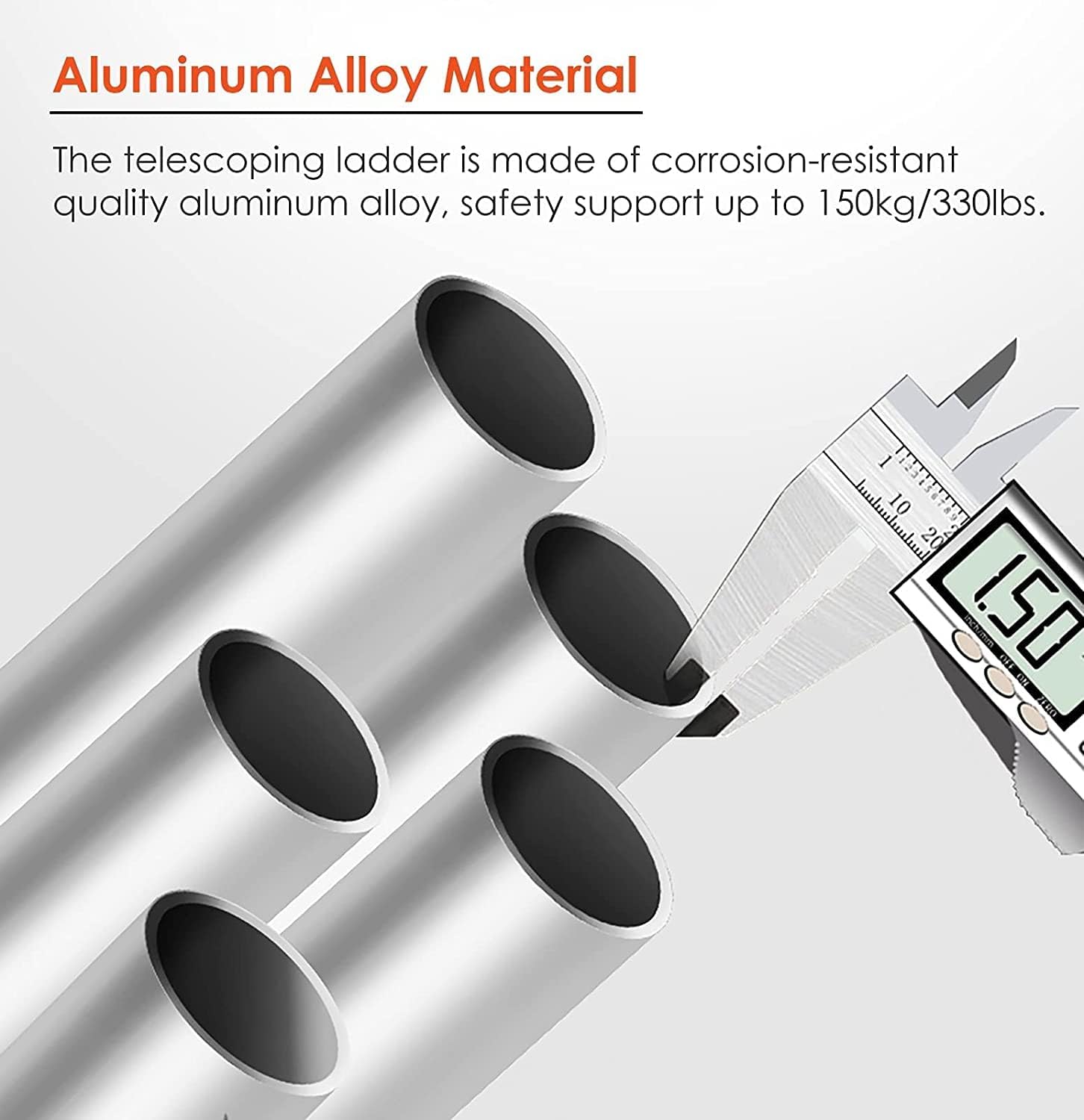 Telescoping Extension Ladder, Telescoping LadderAluminum Telescoping Ladder Extension Telescoping Ladder with Stabilizing Bar and Detachable Hooks Telescoping Ladder for Household