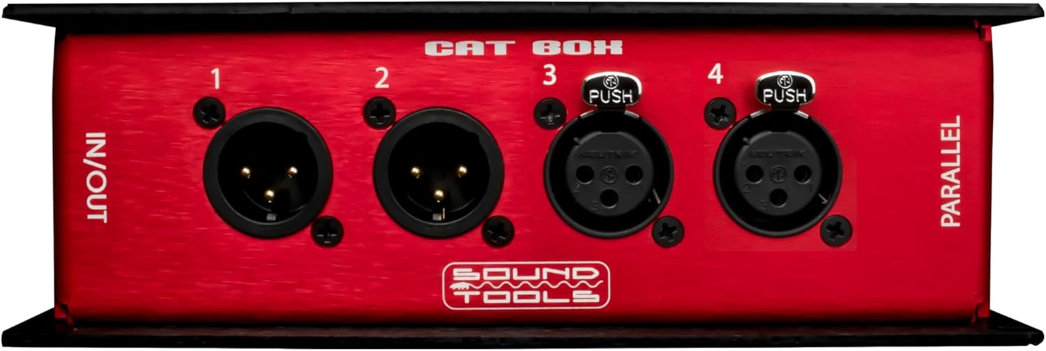 Sound Tools CAT Box MFX – 2 Male & 2 Female with Passive Analog Audio for etherCON Daisy Chain – 4 Channel XLR Over CAT5e Stage Box – DMX, COM, AES & 3-pin XLR Compatible – Rugged Aluminum Housing