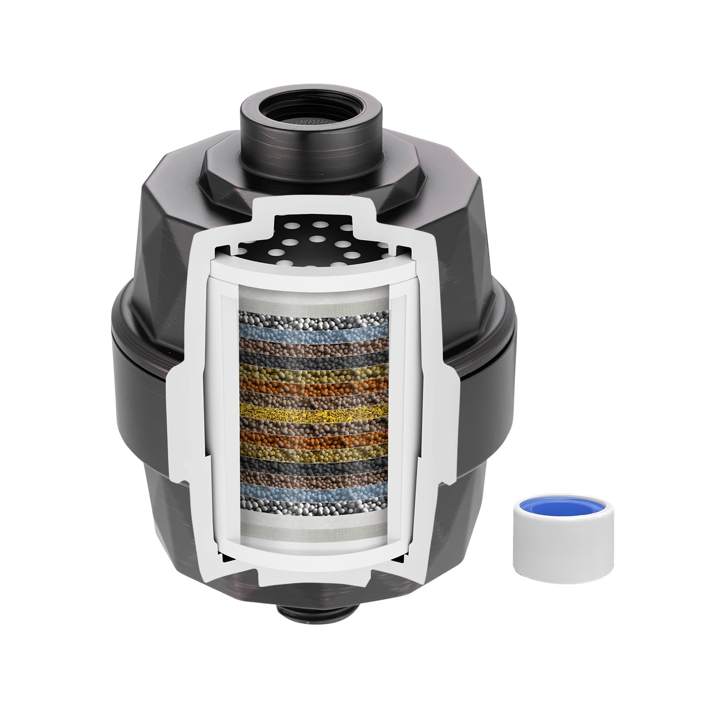 Hibbent Filtro de ducha para agua dura, filtro de cabezal de ducha de alto rendimiento para eliminar el cloro y el fluoruro, filtro de cabezal de ducha de 20 etapas con vitamina C, reduce la picazón