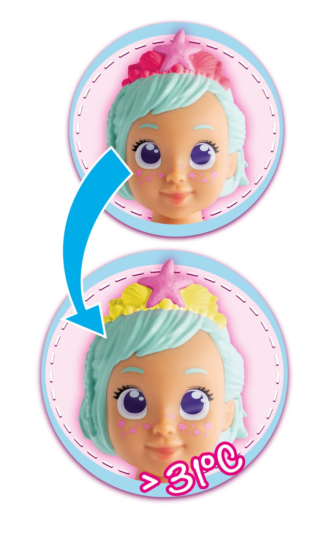 Simba 105030007, New Born Baby Mermaid, Bathable Full Vinyl Doll with Colour Changing Function, Easy to Dry, Toy Doll - Image 3