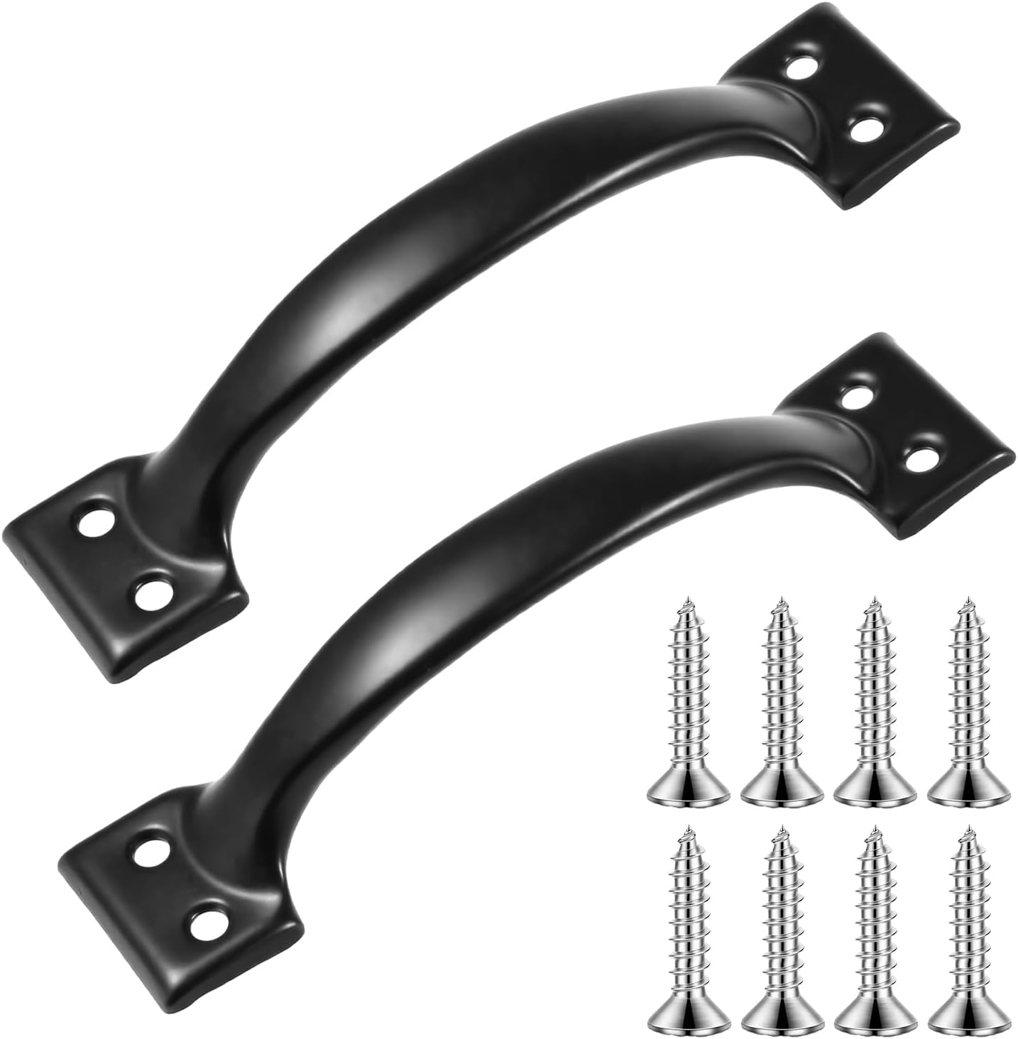 KALIONE 5.4" Garage Door Handle Metal Gate Handle Screen Door Handle Shed Fence Gate Handles for Wooden Fences Outdoor(2 Packs Black)